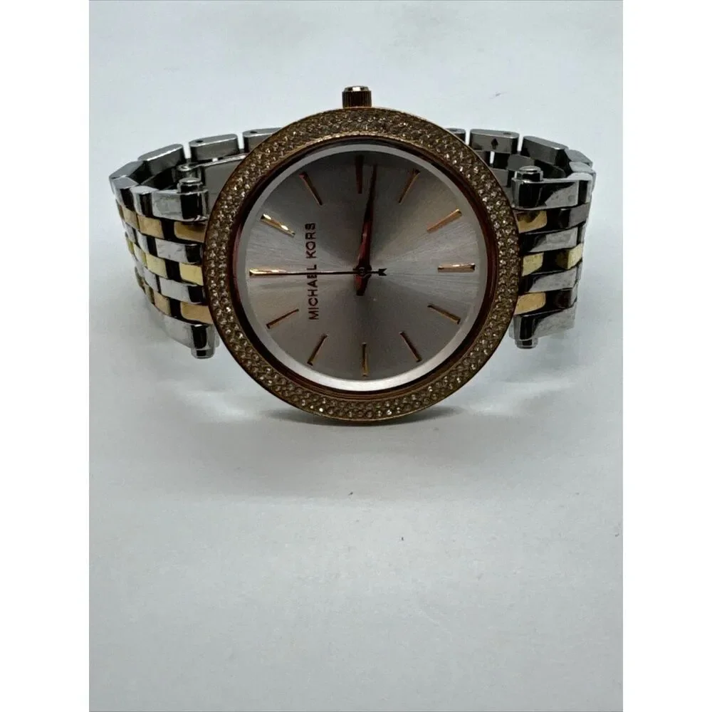 Michael Kors Darci MK3203 Women's Tri-Tone Glitz Analog Dial Quartz Watch JNA435